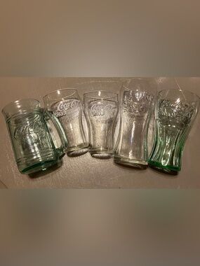 Vintage Coca-Cola Glasses Lot of 5 Coke Collector Drinkware Mug Tumblers